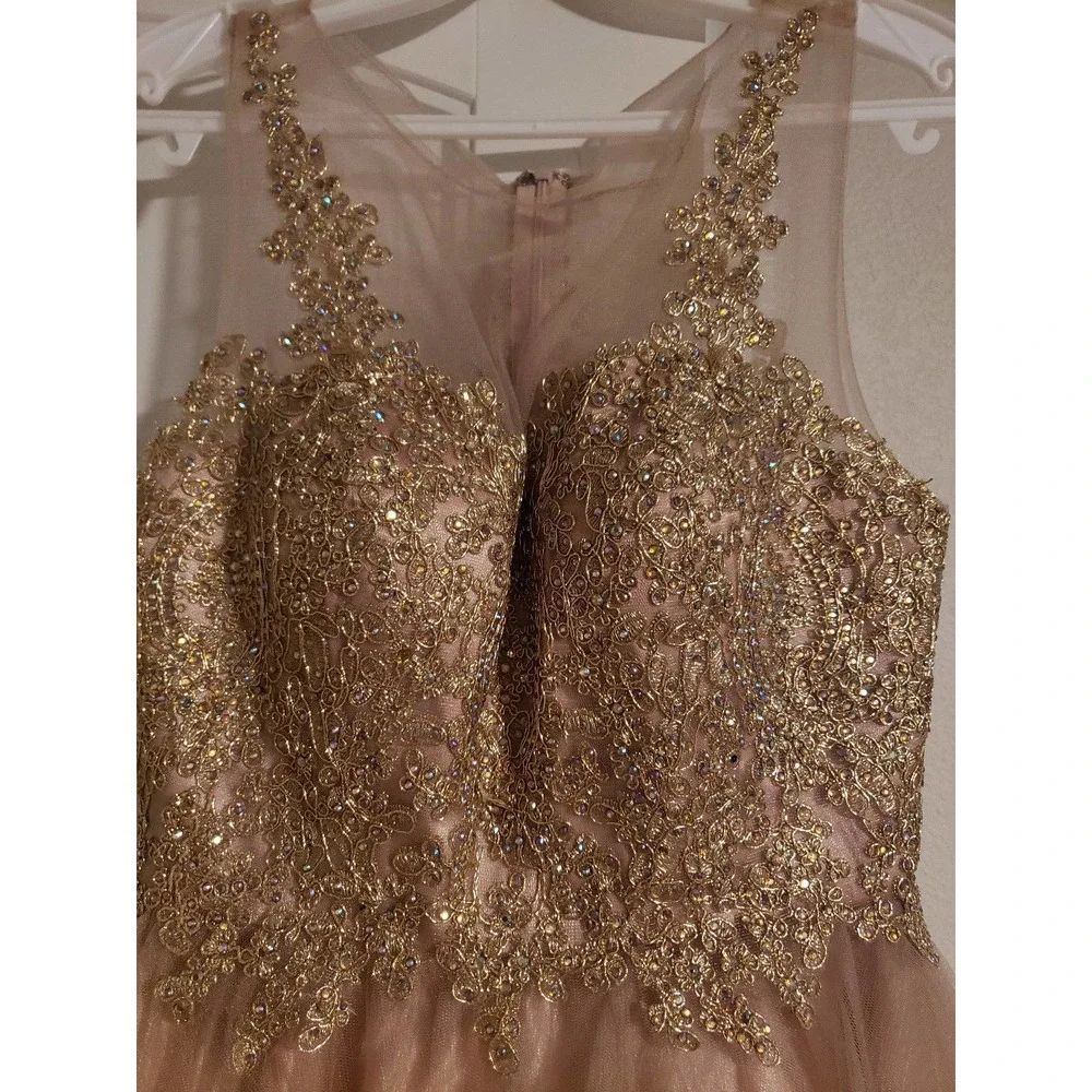 Like New Coral and gold beaded dress size XS - Picture 5 of 10